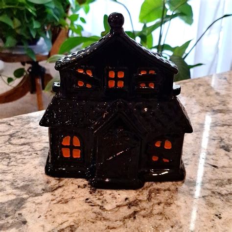 metal halloween house candle holder|yankee candle halloween scene.